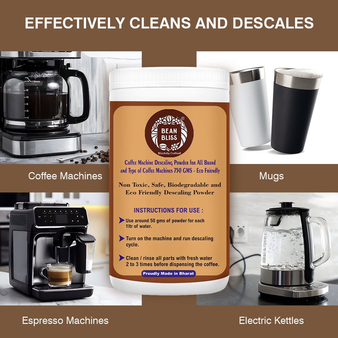 Bean Bliss Eco-Friendly Coffee Machine Descaling Powder- Effective Solution for All Machines, Prevents Malfunctions, and Ensures Optimal Performance (750gm) - Image 4