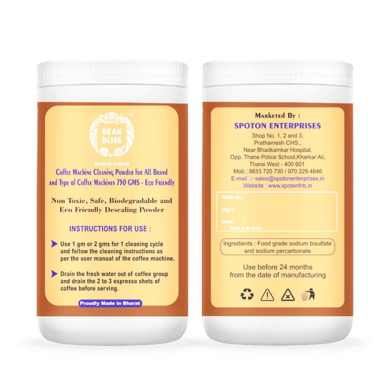 Bean Bliss Eco-Friendly Coffee Machine Cleaning Powder- Effective Solution for All Machines, Prevents Malfunctions, and Ensures Optimal Performance (750gms)