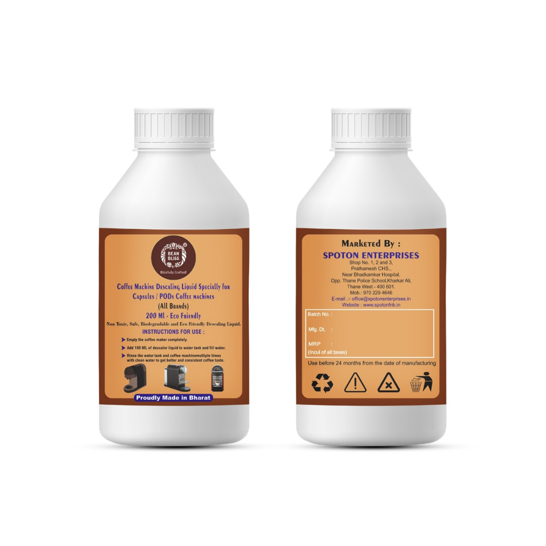 Bean Bliss Eco-Friendly Descaling Liquid for Capsule-Based Coffee Machines | 200ml | Powerful Descaling Solution for All Machines | Prevents Malfunctions | Ensures Peak Performance
