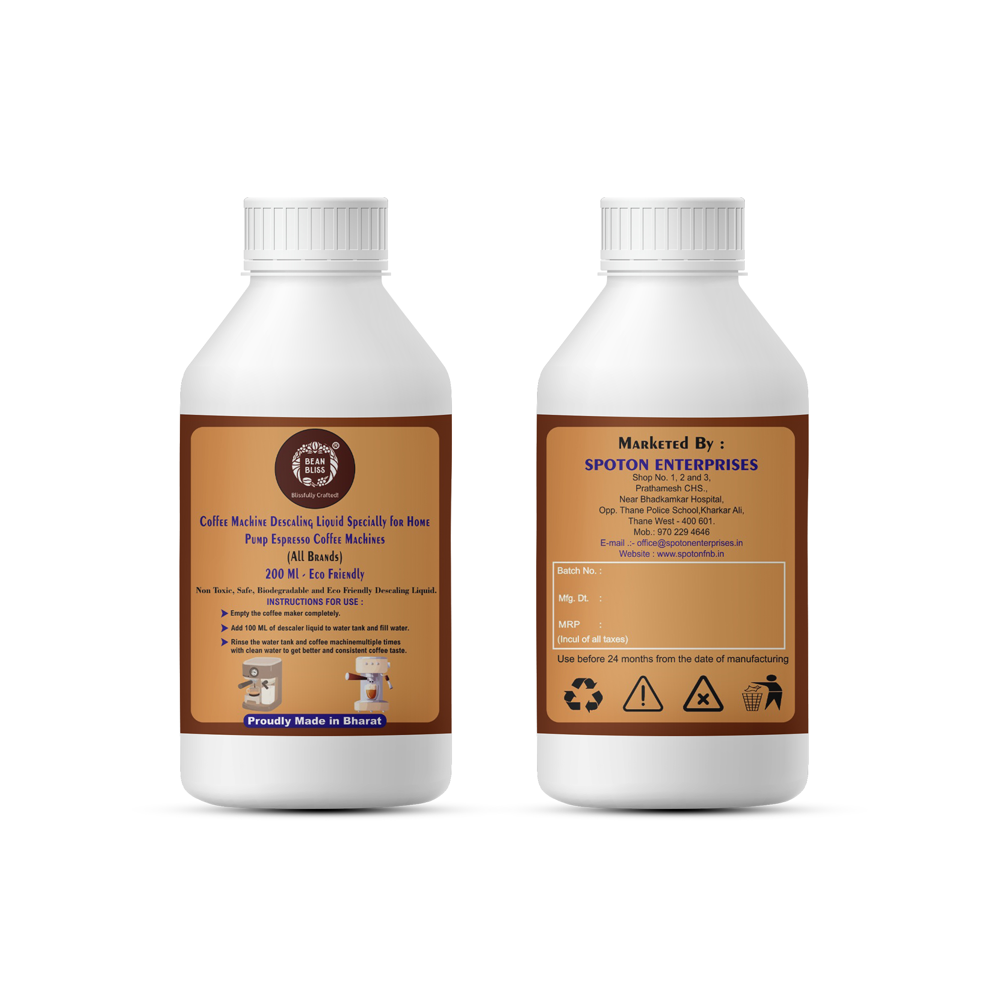 Bean Bliss Eco-Friendly Descaling Liquid for Pump Espresso Coffee Machines 200ml | Powerful Descaling Solution for All Machines | Prevents Malfunctions | Ensures Peak Performance